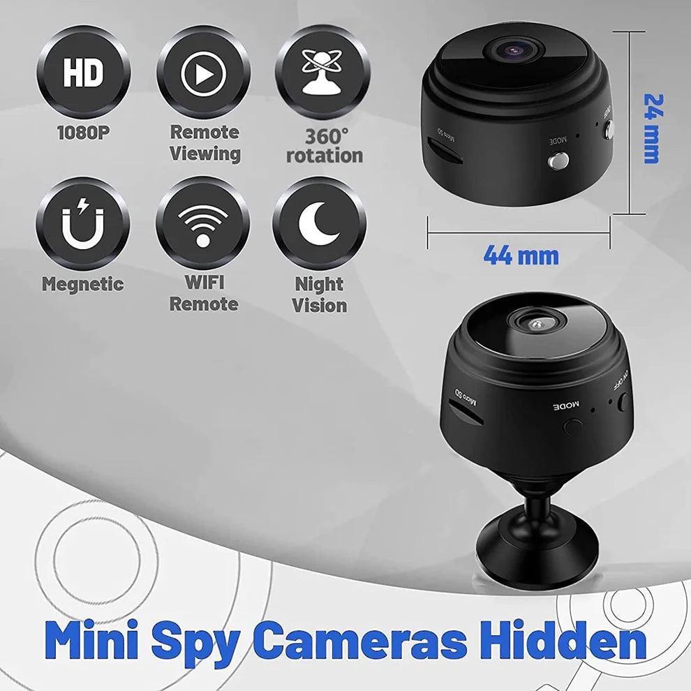 Portable Mini WiFi Camera for Indoor Outdoor Security, Battery Powered Magnetic Video Equipment, Work 45 Minutes Without Power (Black)