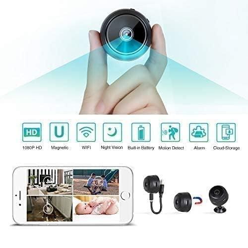 Portable Mini WiFi Camera for Indoor Outdoor Security, Battery Powered Magnetic Video Equipment, Work 45 Minutes Without Power (Black)