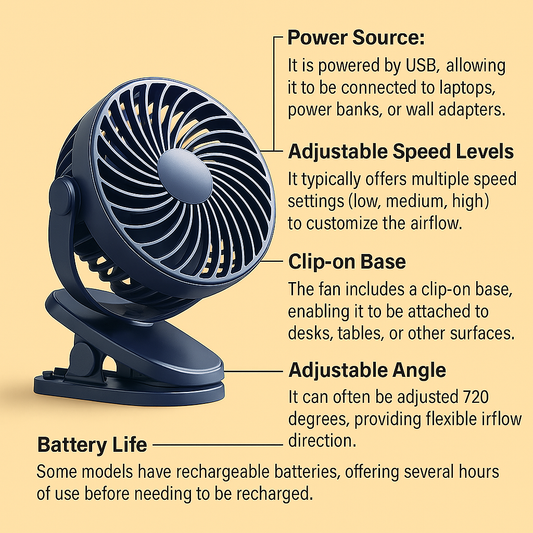 Super Airflow, Silent USB Portable Desktop Fan.